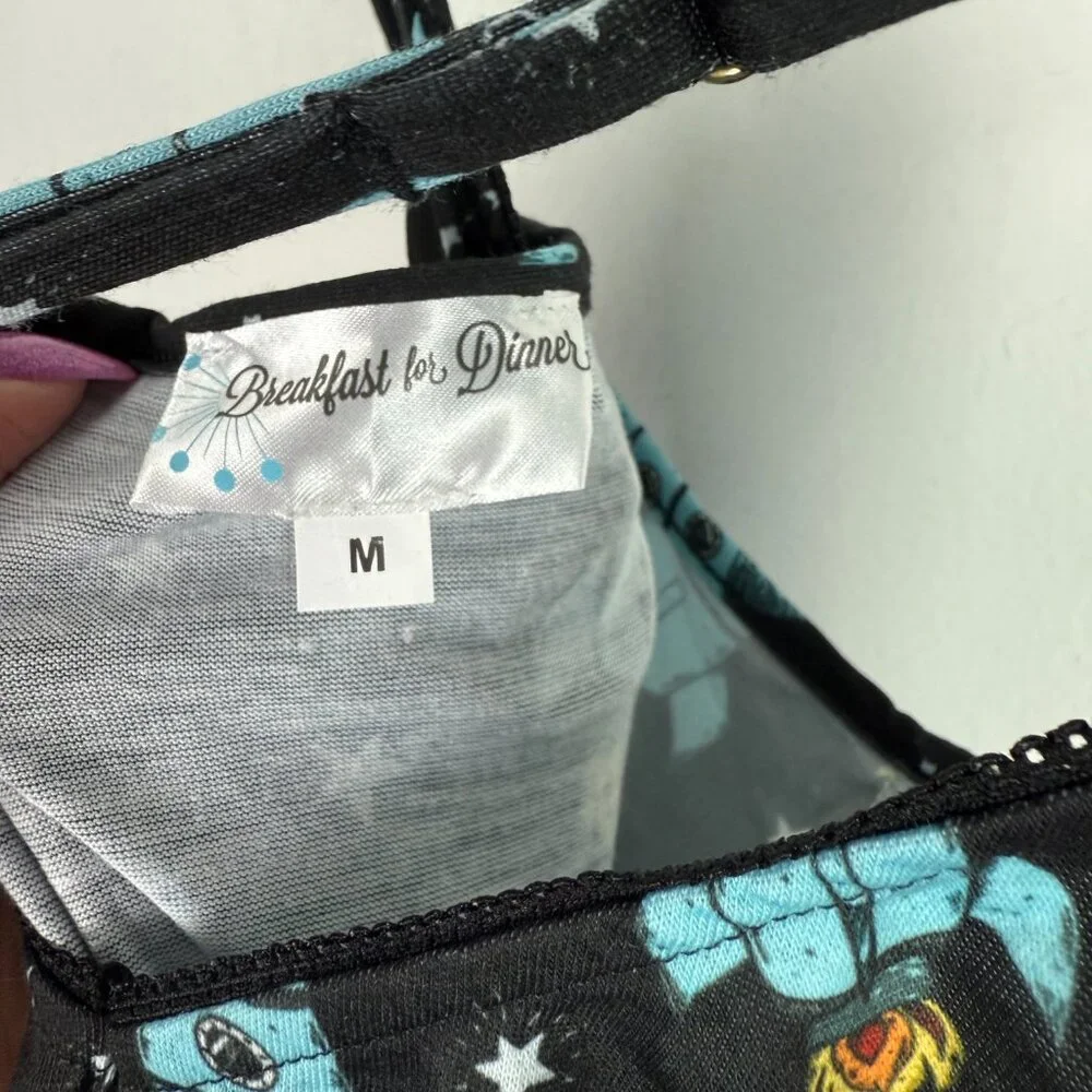 NWT Modcloth Breakfast for Dinner Easy Does It Sleep Romper Rockets Size Medium - Picture 6 of 12